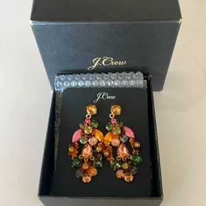 J.Crew Statement Earrings Floral Crystals New in Box